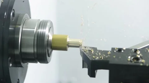 Cutting tool at metal working on cnc lather machine Stock Footage 131398889