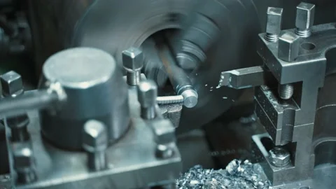 Cutting tool for processing steel metal parts on a lathe. Stock Footage 225462217