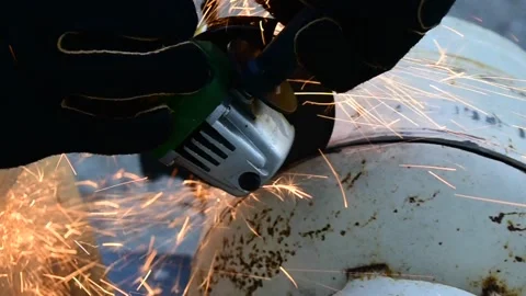 Cutting Top Off Propane Tank Stock Footage 161851153