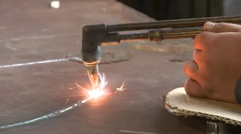 Cutting torch close up 2 clips Stock Footage 22340060