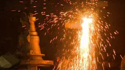 Cutting Torch Sparks Stock Footage 84615952
