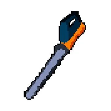 Cutting tree trimmer pixel art vector illustration Stock Illustration