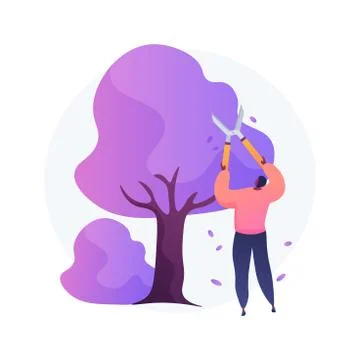 Cutting trees and shrubs abstract concept vector illustration. Stock Illustration