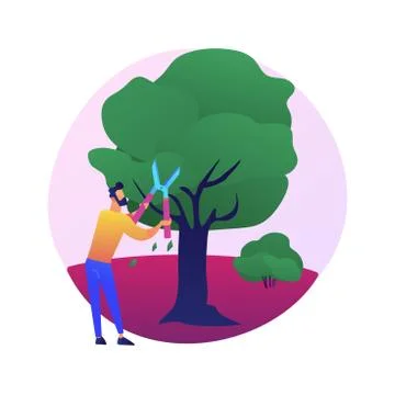 Cutting trees and shrubs abstract concept vector illustration. Stock Illustration