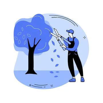 Cutting trees and shrubs abstract concept vector illustration. Stock Illustration