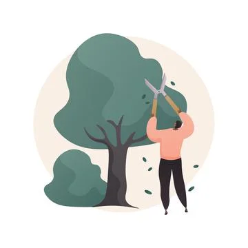 Cutting trees and shrubs abstract concept vector illustration. Illustrazione stock