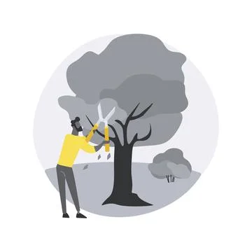 Cutting trees and shrubs abstract concept vector illustration. Stock Illustration