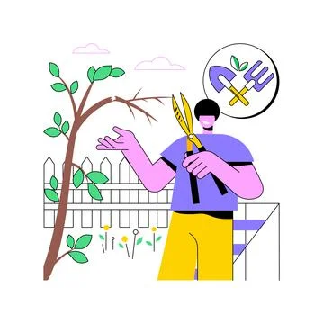 Cutting trees and shrubs abstract concept vector illustration. Stock Illustration