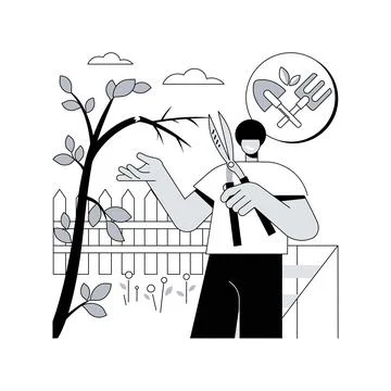 Cutting trees and shrubs abstract concept vector illustration. Stock Illustration