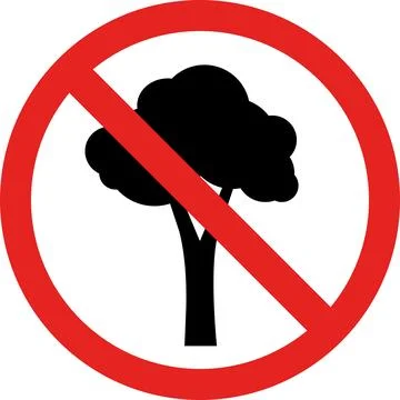Cutting trees prohibited sign. Stock Illustration