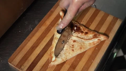 Cutting Triangle Bread Stock Footage 319207125