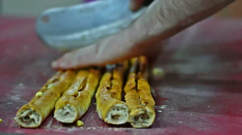 Cutting of Turkish pide Video stock 57667824
