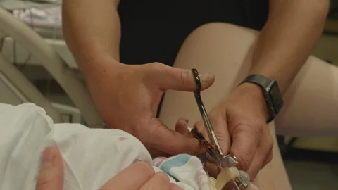 Cutting Umbilical Cord Stock Footage 91359245