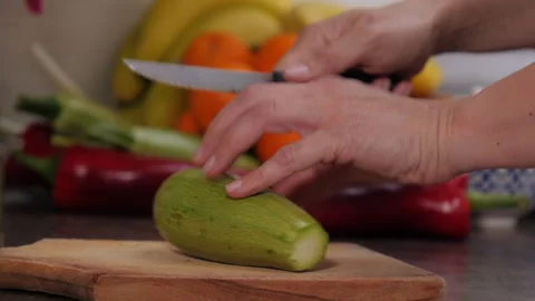 Cutting vegetables close up Stock Footage 153988401