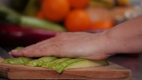 Cutting vegetables close up Stock Footage 153989158
