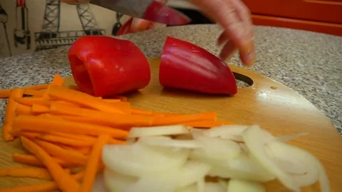 Cutting vegetables Stock Footage 148470187
