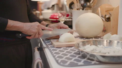 Cutting vegetables for a Holiday Dinner Stock Footage 255134863