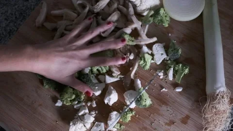 Cutting vegetables in the kitchen Stock Footage 137266847