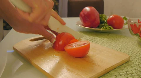 Cutting vegetables,tomato Stock Footage 36137620
