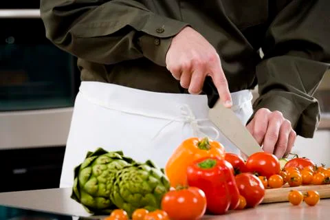 Cutting vegtables Foto stock