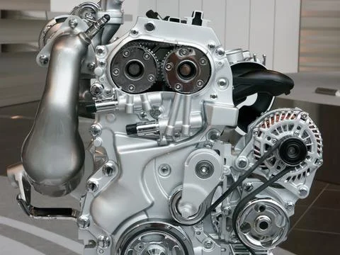 Cutting view of engine and transmission of automobile Stock Photos