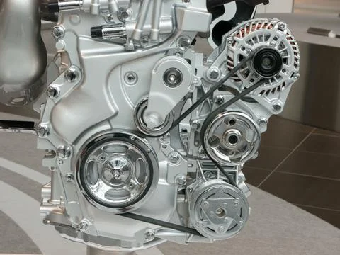 Cutting view of engine and transmission of automobile Stock Photos