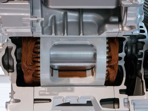 Cutting view of engine and transmission of automobile Stock Photos