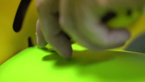 Cutting Vinyl with a Utility Knife Stock Footage 76862683