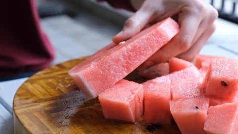 Cutting Watermelon  Stock Footage 109586405