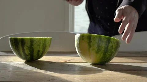 Cutting watermelon slow-motion Stock Footage 144739569
