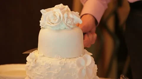 Cutting Wedding Cake Stock-Footage 22419028
