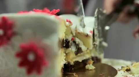 Cutting the wedding cake Stock Footage 61757786