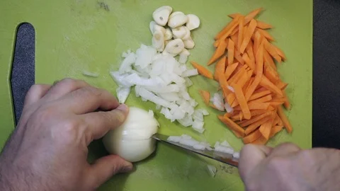 Cutting white onion Stock Footage 97410605