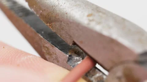 Cutting the wire with wire cutters and Wire stripping. Stock Footage 244473309