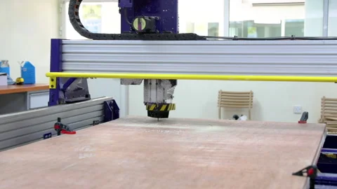Cutting wood with CNC machine design and programming 库存影片 209426529