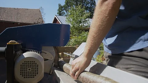 Cutting wood Stock Footage 92672921