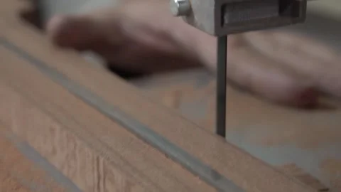 Cutting Wood Handmade Guitar Workshop Stock Footage 231545124