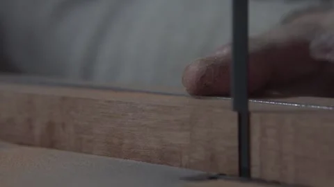 Cutting Wood Handmade Guitar Workshop Stock Footage 231545127