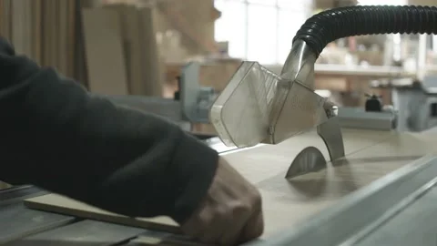 Cutting Wood On Machine Stock Footage 145847213