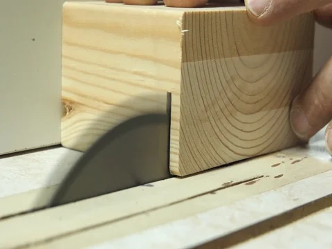Cutting wood with a table saw Stock Footage 80843394
