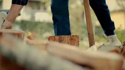 Cutting wood for the winter. Autumn. Stock Footage 68731153