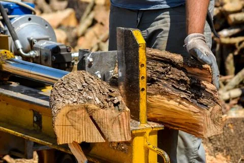 Cutting woods in logs Stock Photos