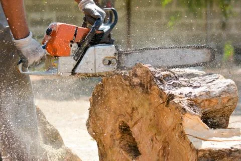Cutting woods in logs 库存照片