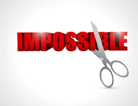 Cutting the word impossible. illustration design Stock Illustration