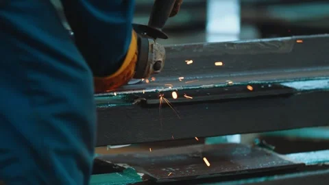 Cutting worker cutting equipment material in factory Stock Footage 266200902
