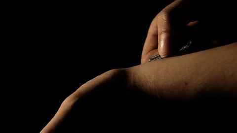 Cutting wrist Stock Footage 79667692