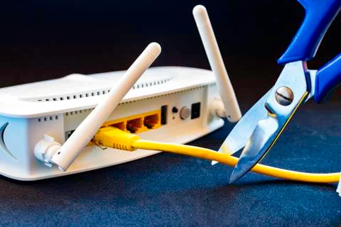 Cutting a yellow network Stock Photos