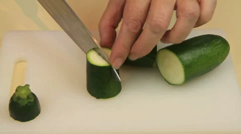 Cutting Zucchini Stock Footage 33859228
