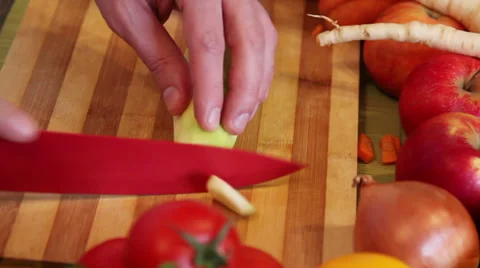 Cutting zucchini Stock Footage 34253979