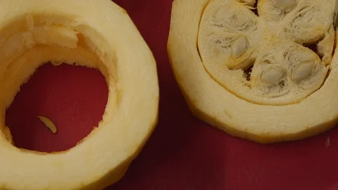 Cutting Zucchini On The Kitchen Board Stock Footage 98787679